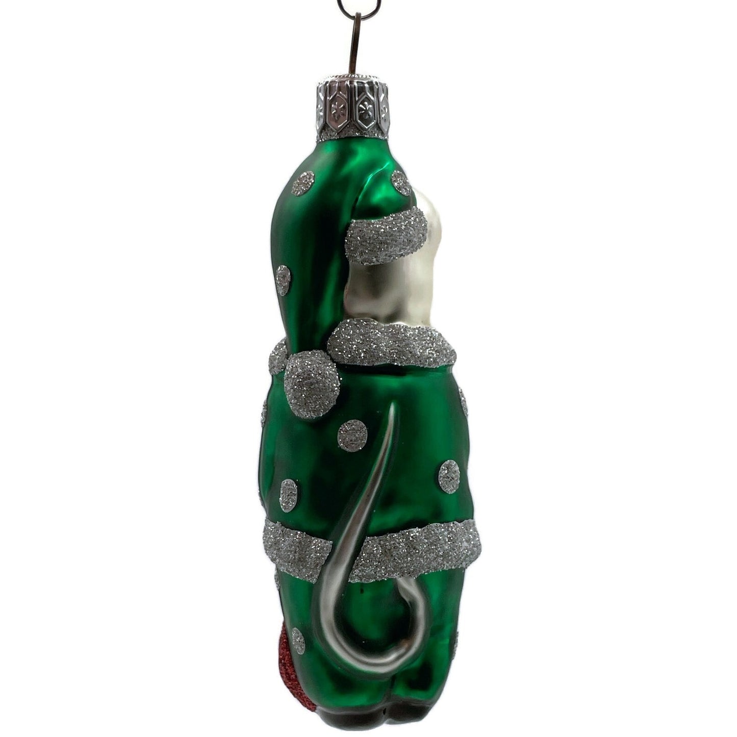 Patricia Breen Festive Mouse Green Silver Dots Christmas Holiday Tree Ornament