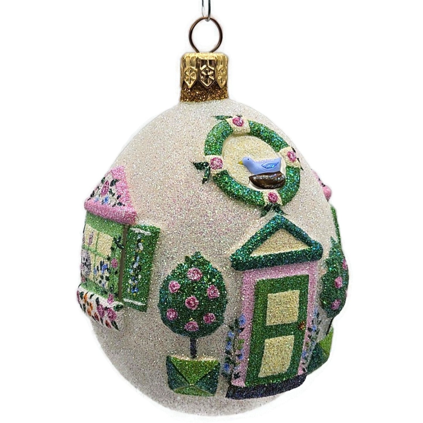 Patricia Breen Spring Egg House Bird Flowers Easter Topiary Christmas Ornament