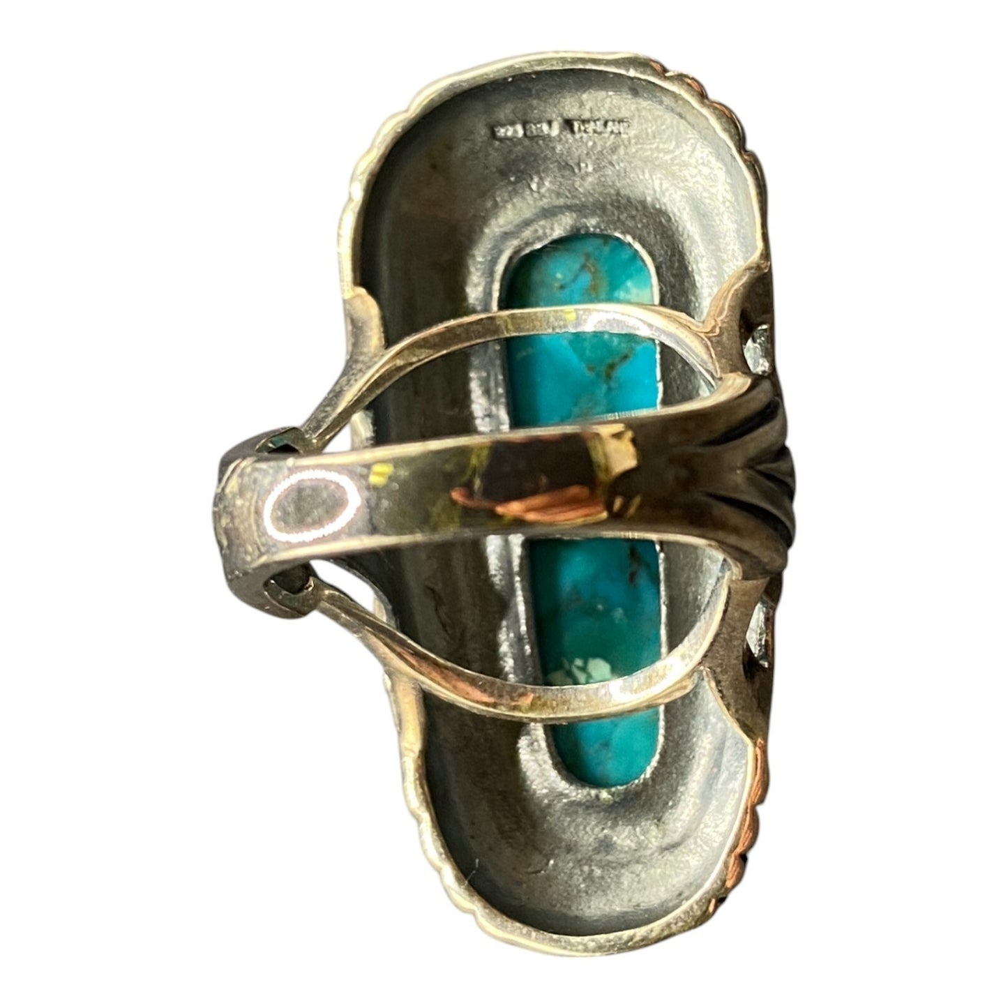 AAJ Ring Native American Blue Turquoise Gemstone 925 Sterling Silver Thailand 8