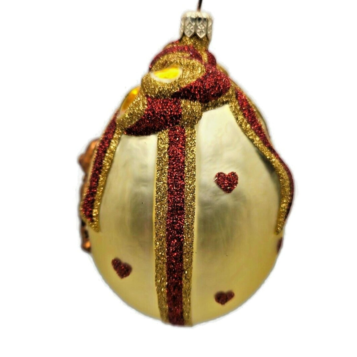 Patricia Breen Caseys Egg Hearts Teddy Bear Ribbon Gold Christmas Tree Ornament