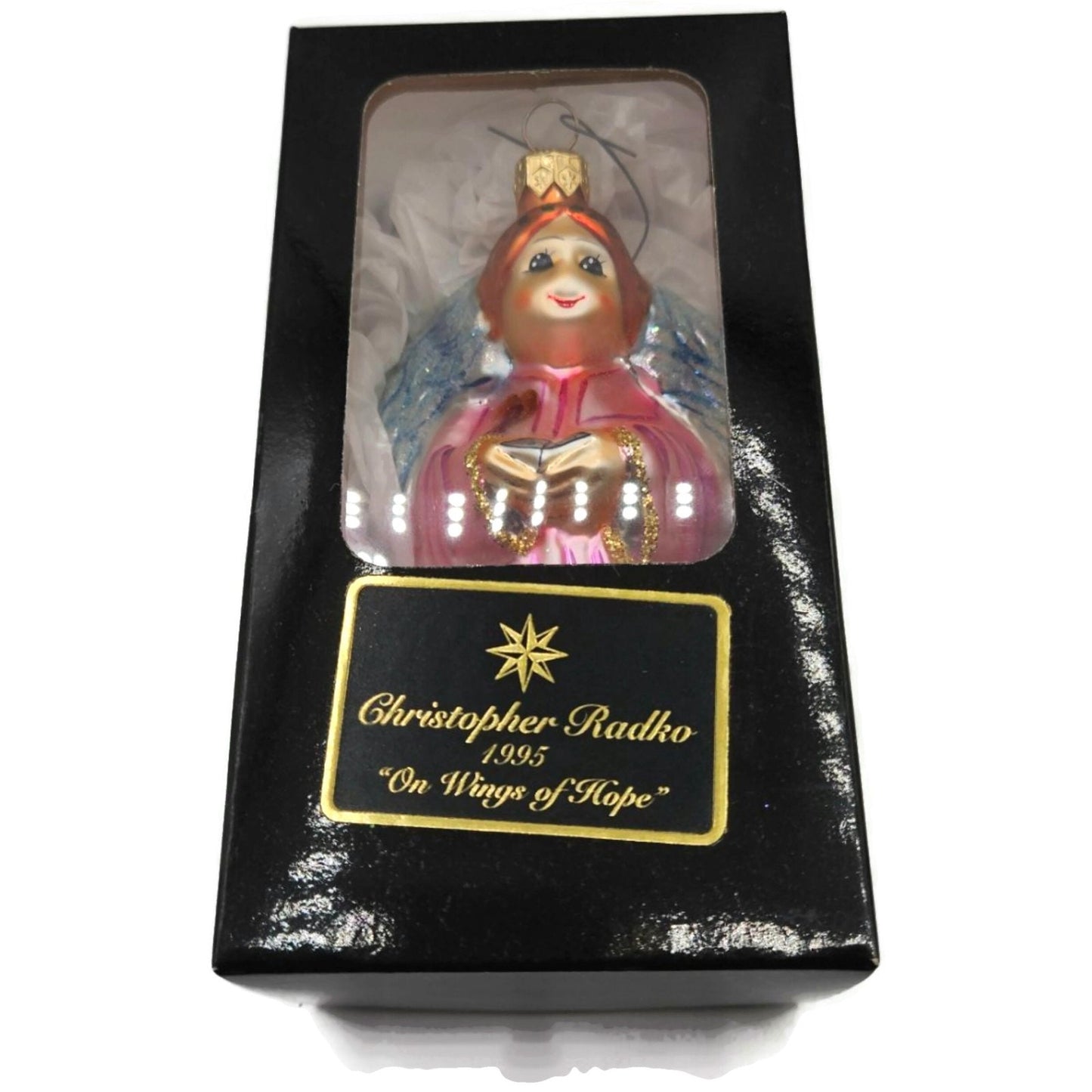 Christopher Radko On Wings Of Hope Angel Pink 1995 Christmas Tree Ornament