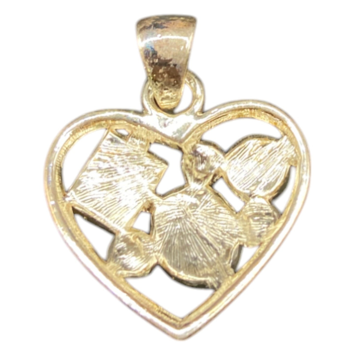 Heart Shaped Pendant Lapis Lazuli Blue Mixed Gemstones Silver Tone Metal