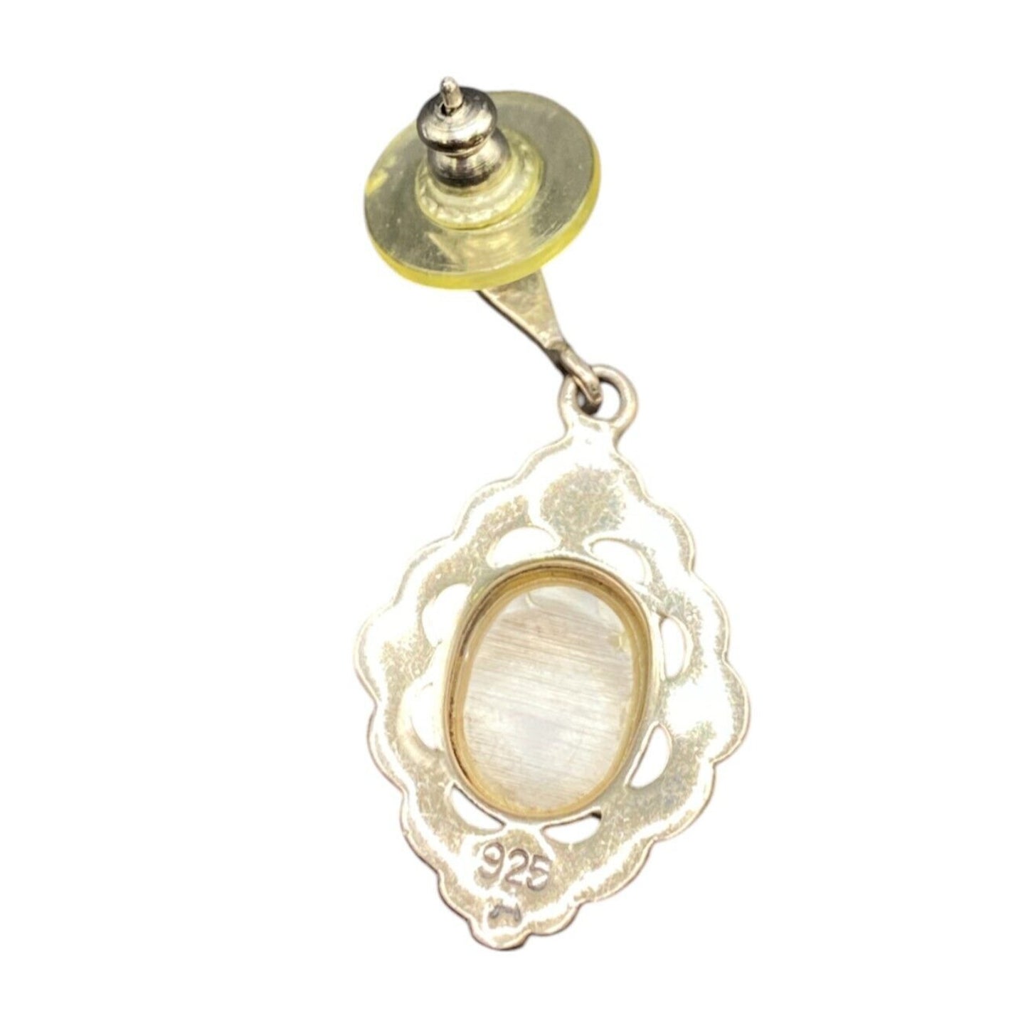 Mother Of Pearl Oval Pendant Earrings Set Marcasite Crystal 925 Sterling Silver