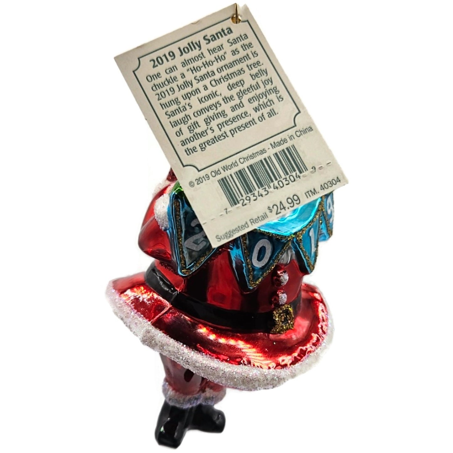 OWC 2019 Jolly Santa Ornament Blown Glass Old World Christmas Holiday Tree Decor