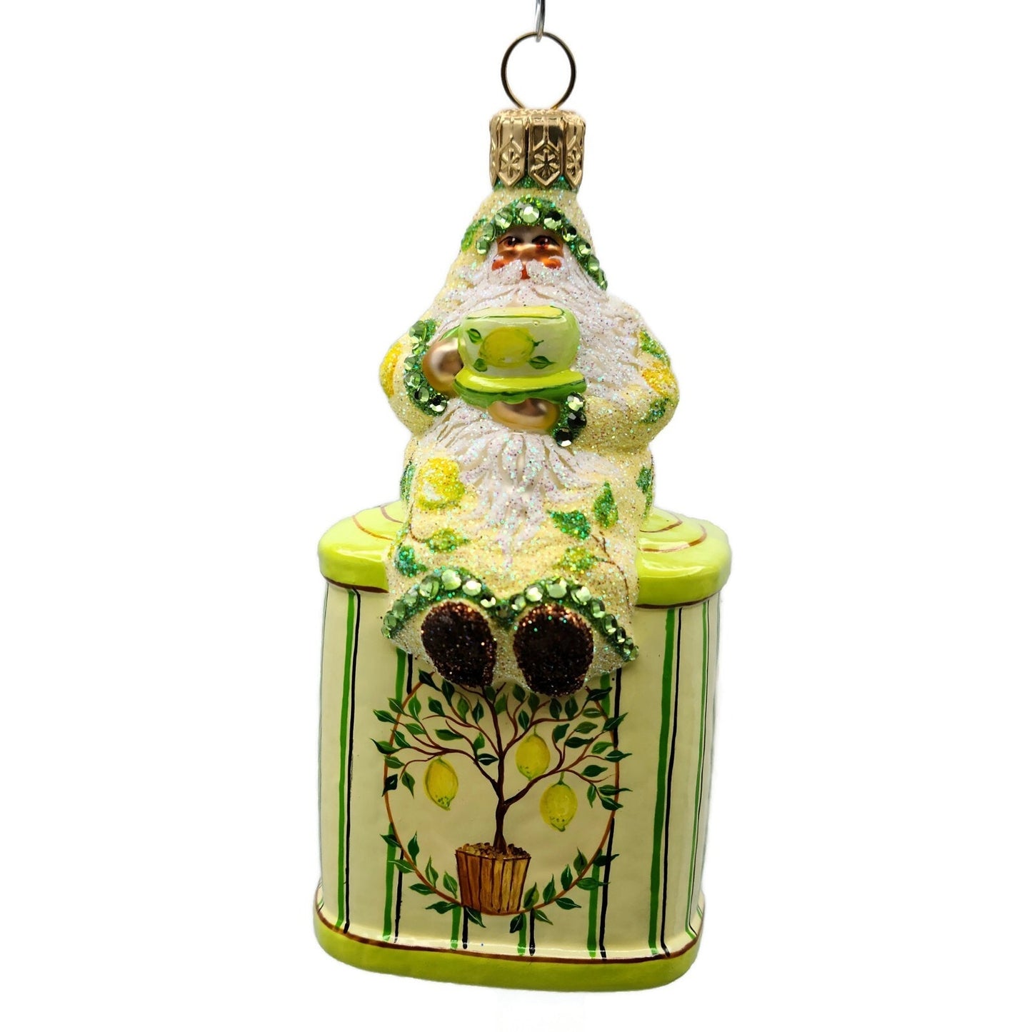 Patricia Breen Tea Time Santa Lemons Spring Party Free Standing Holiday Ornament