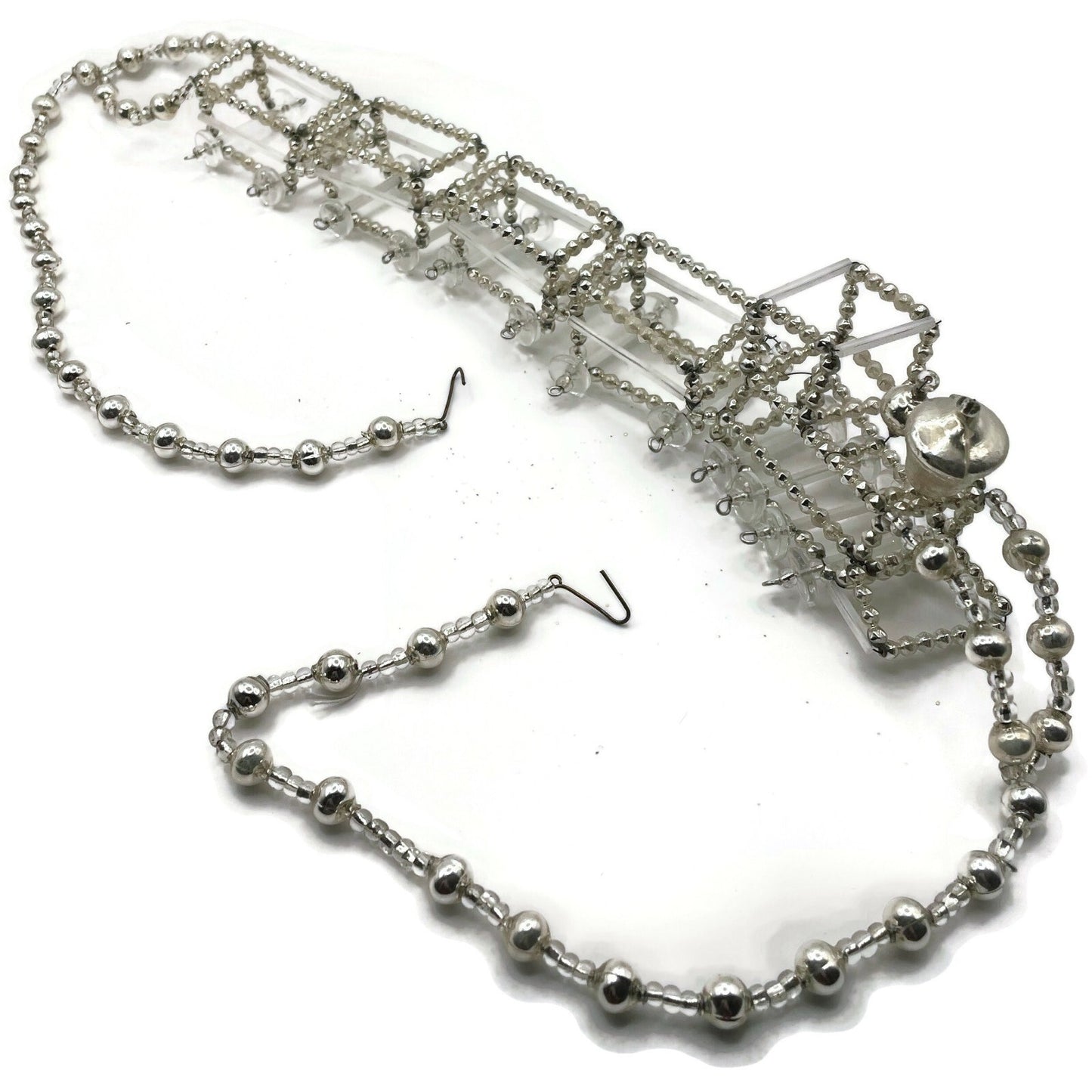 Christopher Radko Locomotive Garland Silver Train Czech Beaded Christmas 92-216