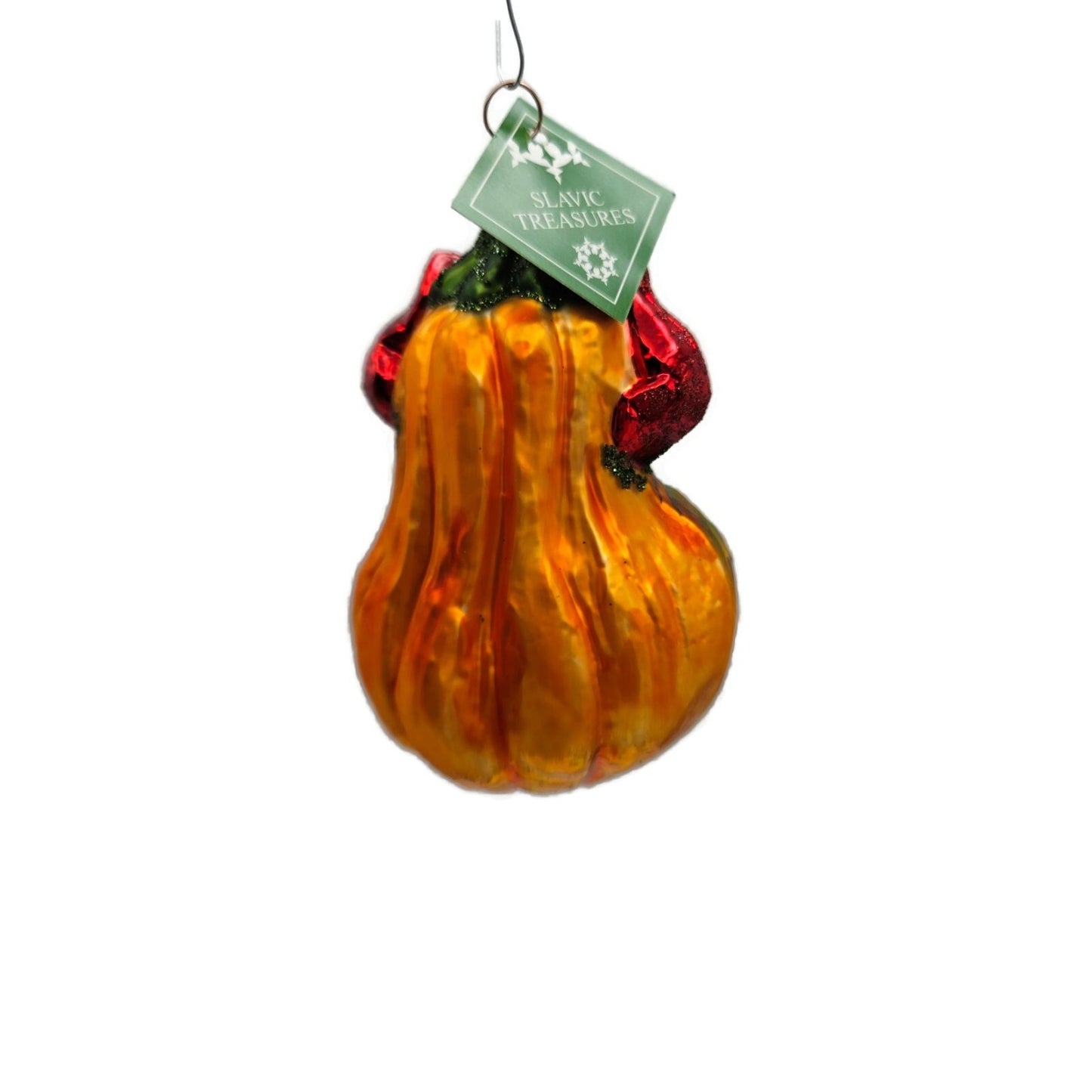 Slavic Treasures Demon Gourd Blown Glass Orange Halloween Tree Ornament 02-1076