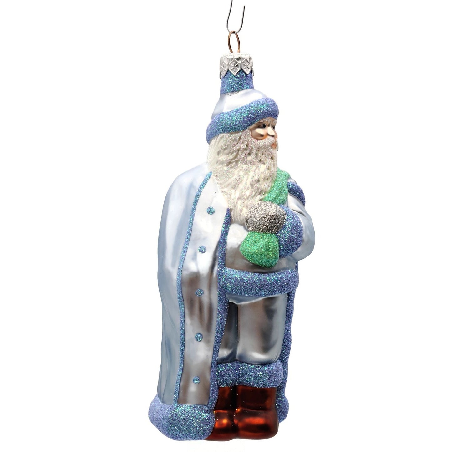 Patricia Breen Jordan Santa Claus Blue Green Christmas Holiday Tree Ornament