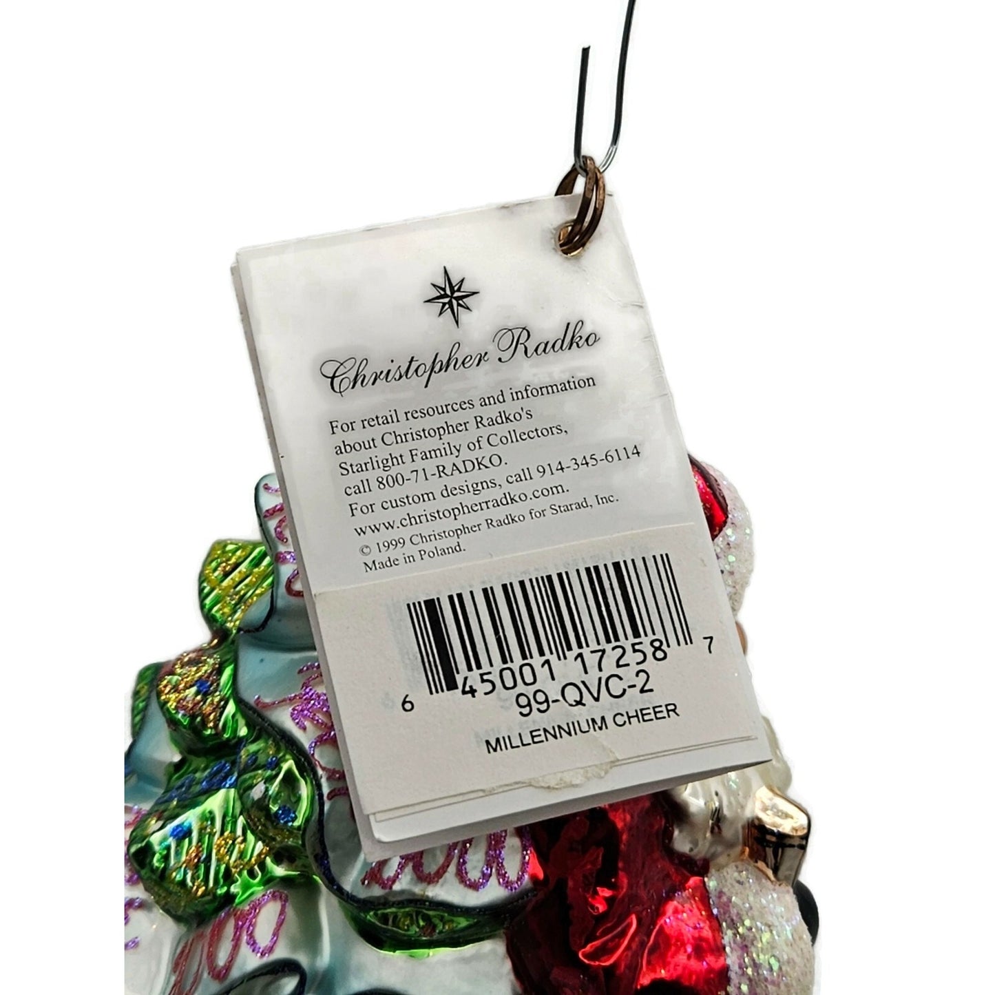 Christopher Radko Millennium Cheer Santa Claus Christmas Tree Ornament 99QVC2