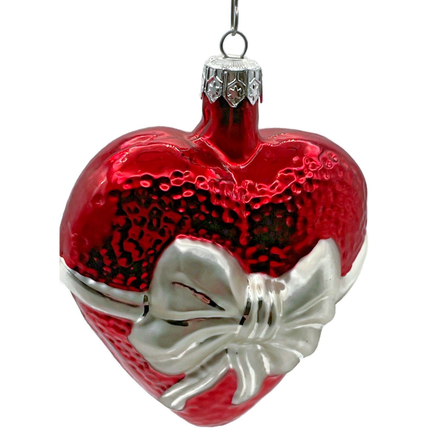 Christopher Radko Ornament Red Sweetheart Love Romance Silver Bow Valentines