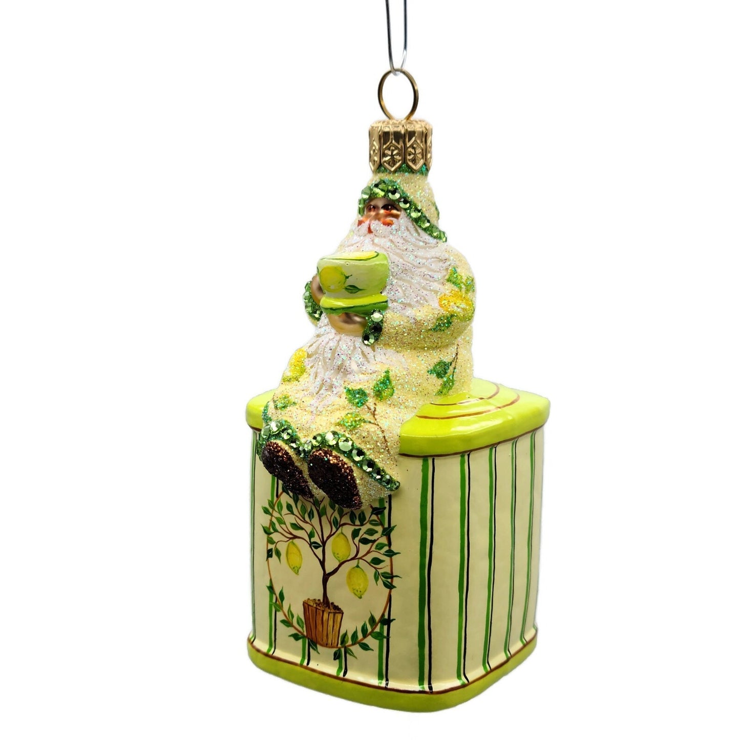 Patricia Breen Tea Time Santa Lemons Spring Party Free Standing Holiday Ornament