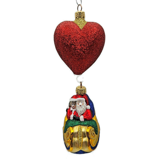 Patricia Breen Love is in the Air Gold Santa Claus Heart Christmas Tree Ornament