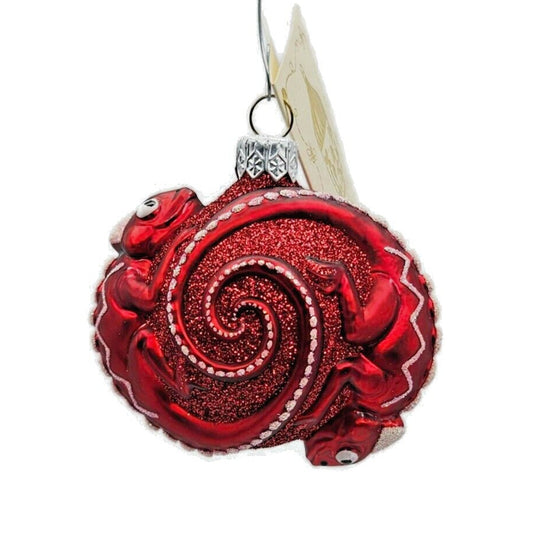 Patricia Breen Once Again for James Red Chameleon Christmas Tree Ornament