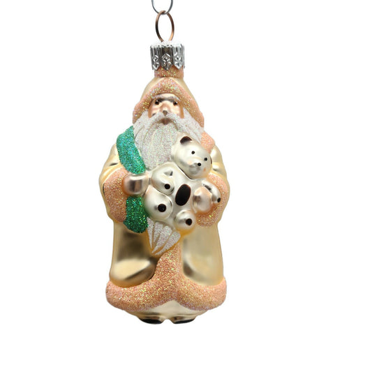 Patricia Breen Miniature Santa Claus and Teddy Peach Christmas Tree Ornament