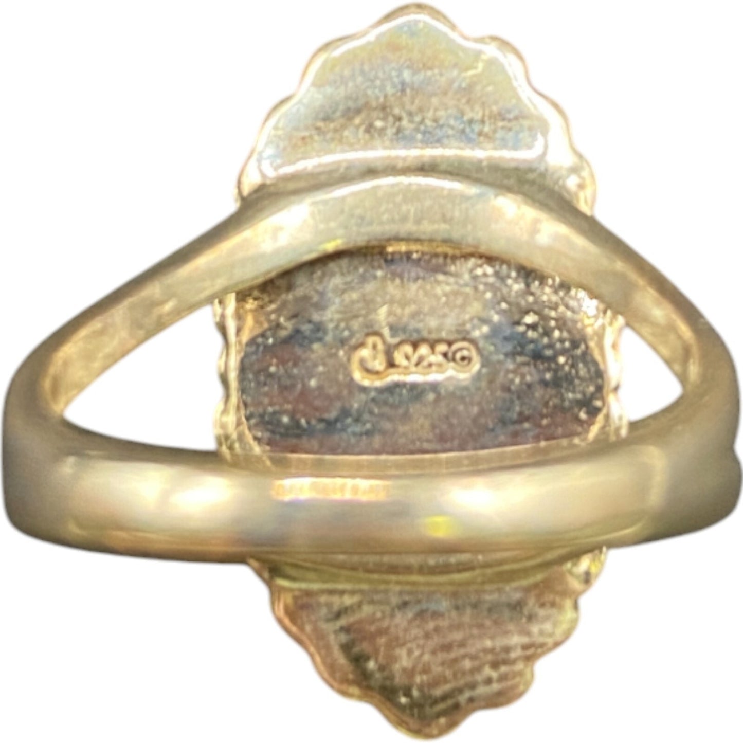Carolyn Pollack 925 Sterling Silver Ring Oval Mosaic Multistone Chips Size 8