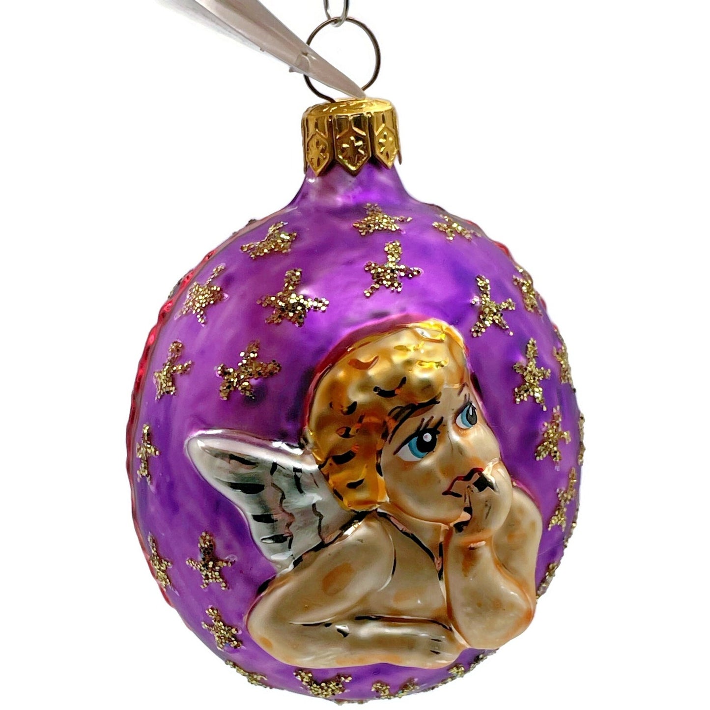 Christopher Radko Lil Miss Angel Purple Gold Stars Christmas Tree Ornament 1997