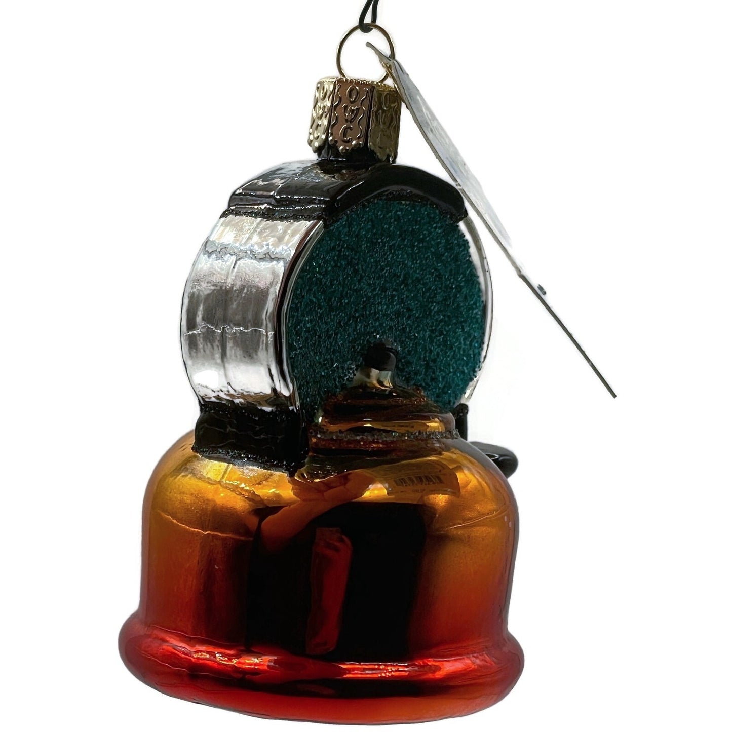 Tea Kettle Ornament Glittered Red Blue OWC Old World Christmas Tree Decor