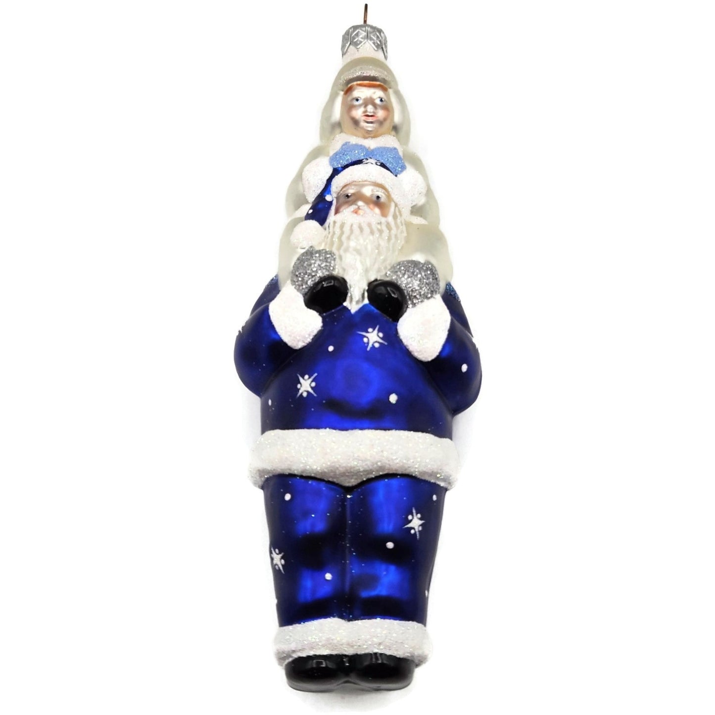 Patricia Breen Carry Me Santa Claus Cobalt Pearl Snowflakes Christmas Ornament