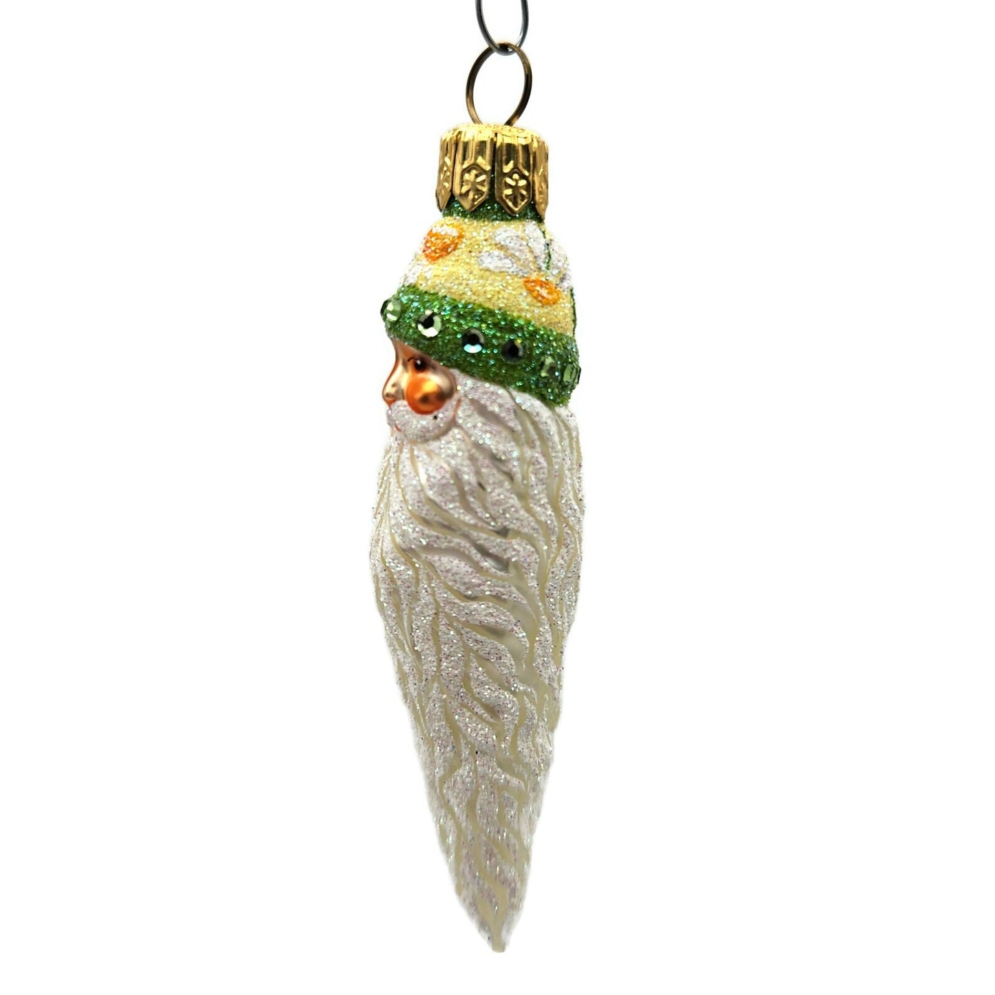 Patricia Breen Stocking Cap Santa Head Daisies Spring Christmas Tree Ornament