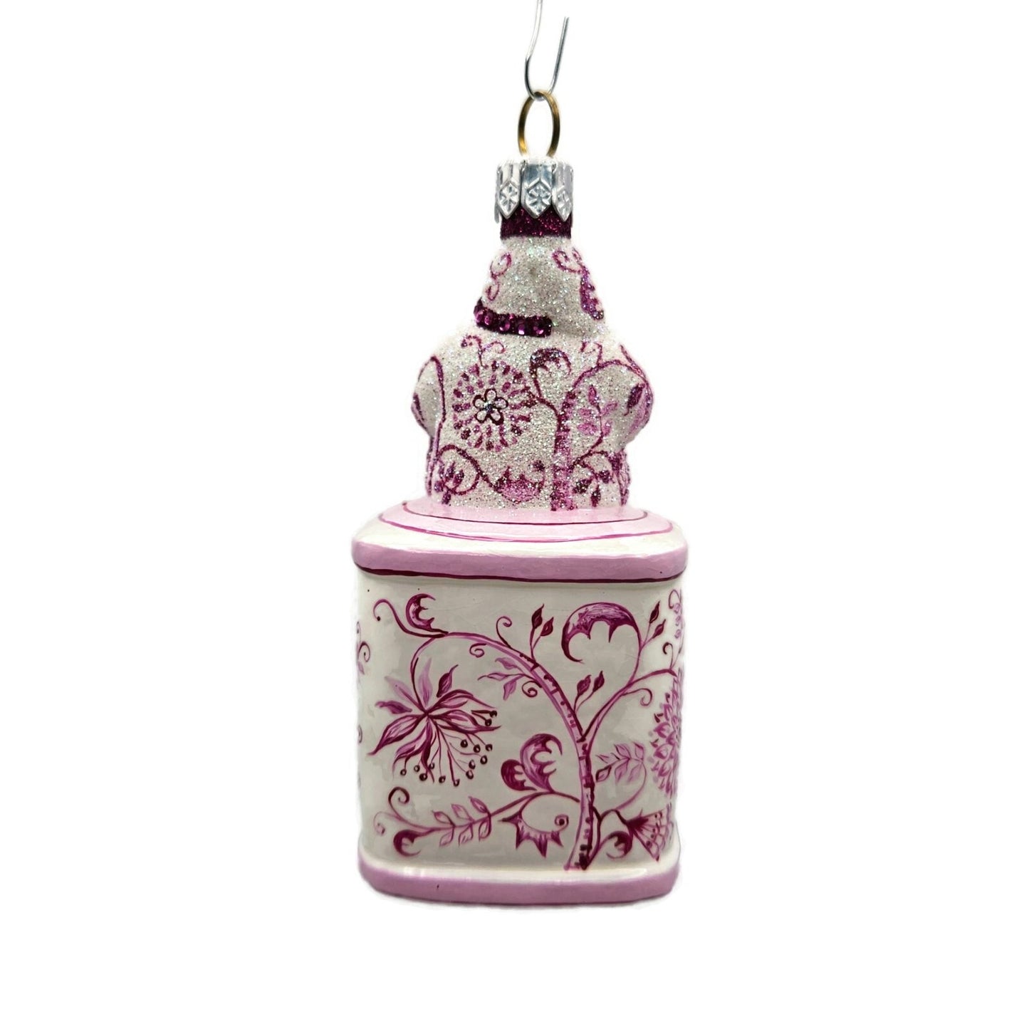 Patricia Breen Tea Time Santa Chinoiserie Pink Spring Christmas Holiday Ornament