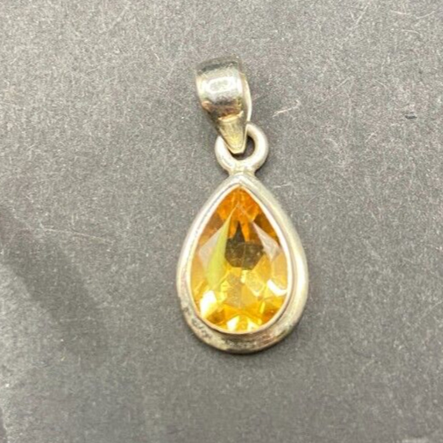 Natural Sunny Citrine Pear Shaped Pendant Yellow Gemstone 925 Sterling Silver