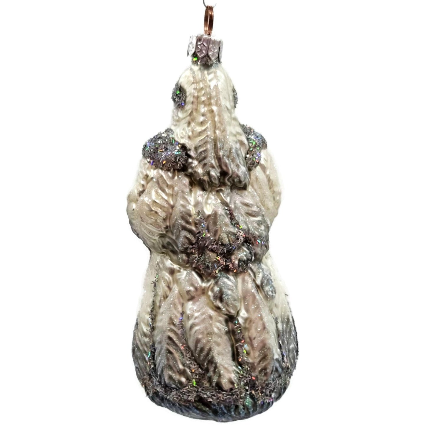 Patricia Breen Plumed Santa Claus Platinum Peacock Christmas Tree Ornament