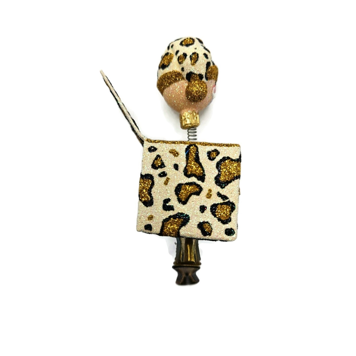 Patricia Breen Jolly Surprise Santa Head Leopard Animal Clip Christmas Ornament