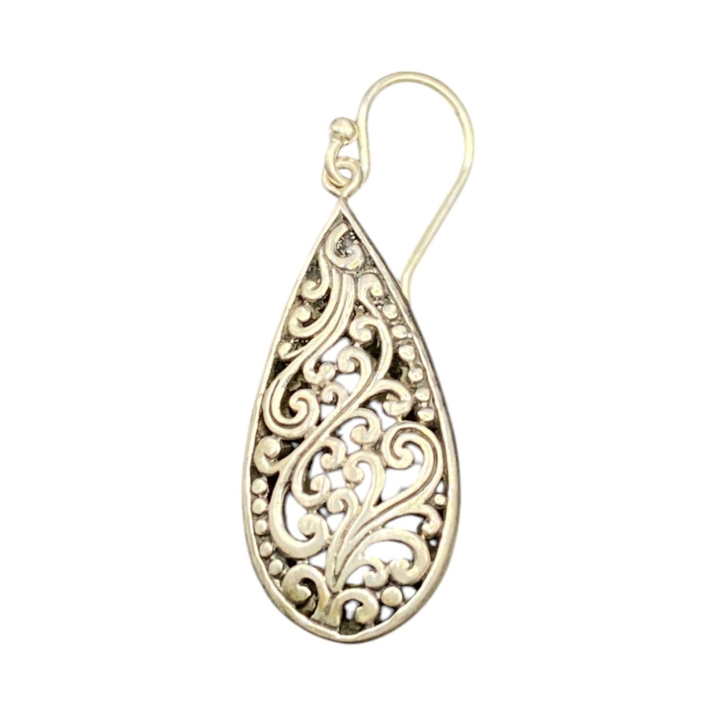 Samuel B Teardrop Shape Dangle Hook Earrings 925 Sterling Silver Filigree NWT