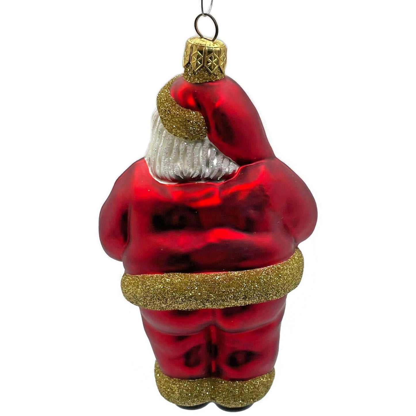 Patricia Breen HO HO HO Santa Claus Red Gold Matte Christmas Tree Ornament