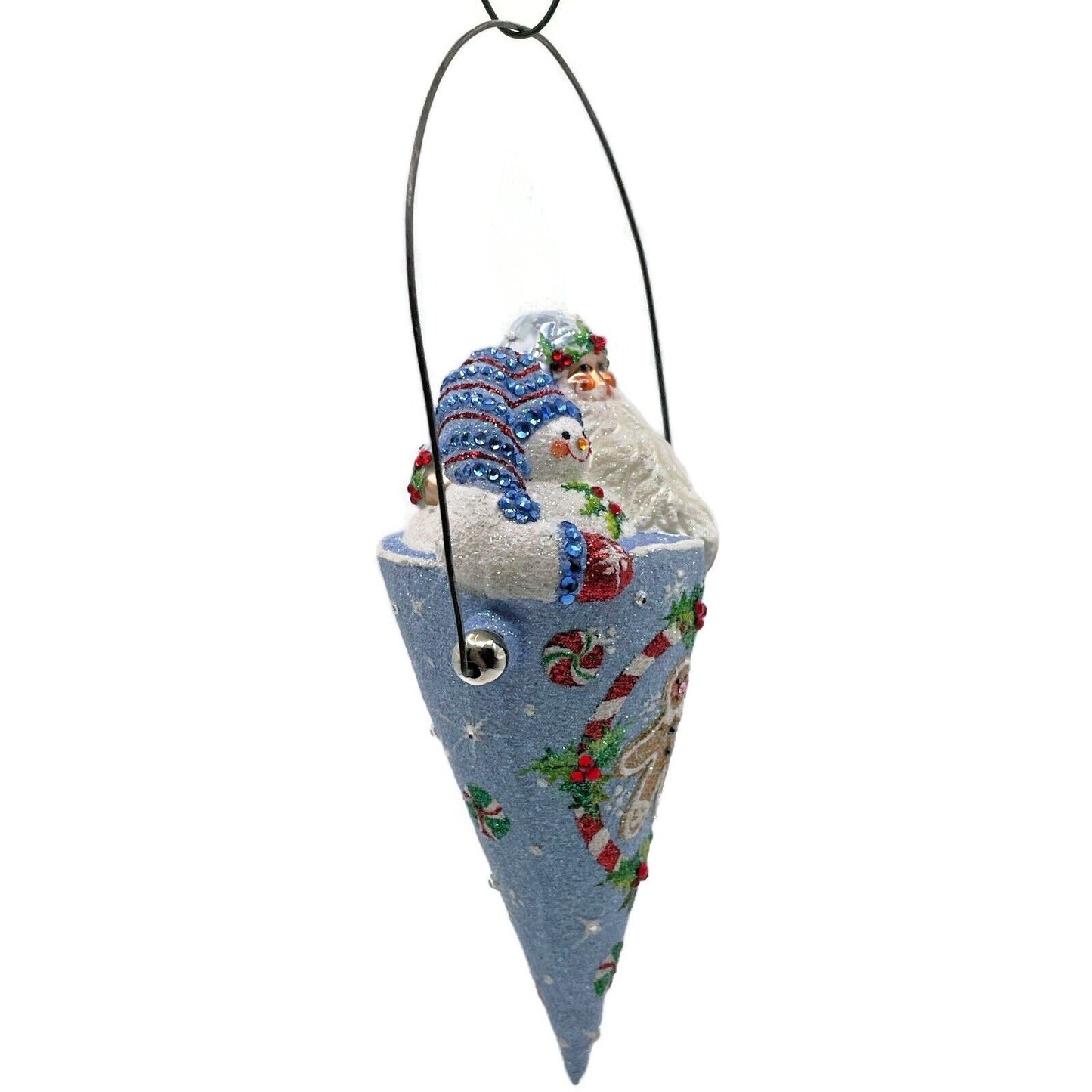 Patricia Breen Victorian Candy Cone Gingerbread Men Blue Christmas Tree Ornament