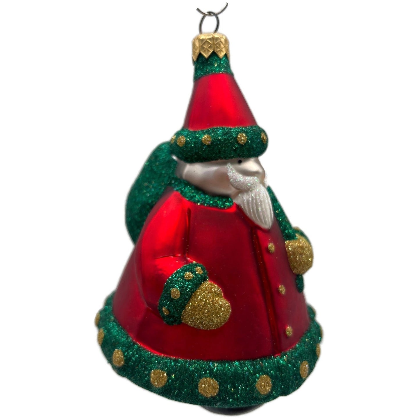 Patricia Breen Santa Delivers Gold Dotted Green Red Christmas Tree Ornament NM