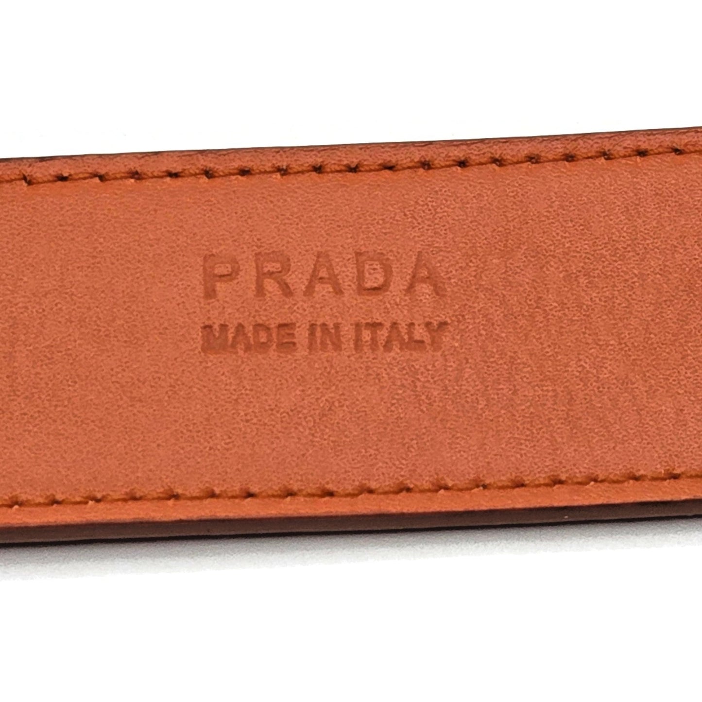 Prada Orange Leather Belt 36 Inch / 90 cm Silver Buckle Made in Italy 2C5161