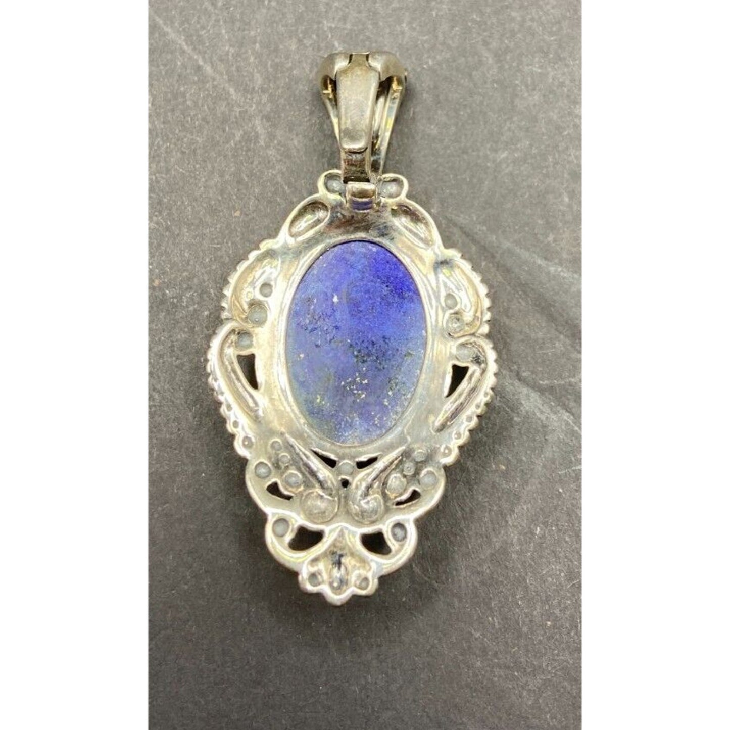 Carolyn Pollack Lapis Lazuli Oval Gemstone Pendant 925 Sterling Silver Filigree