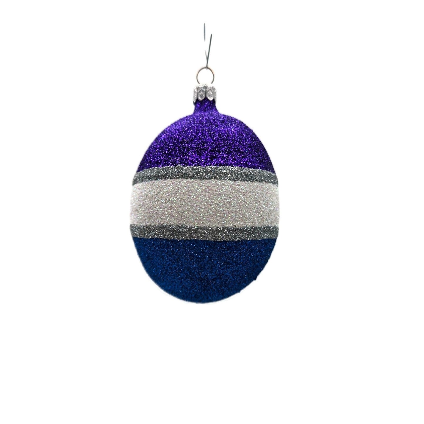 Patricia Breen Eggs Set of 3 Purple Blue Silver Easter Christmas Tree Ornament