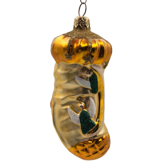 Patricia Breen Angel Stocking Gold Glitter Stars Christmas Tree Ornament