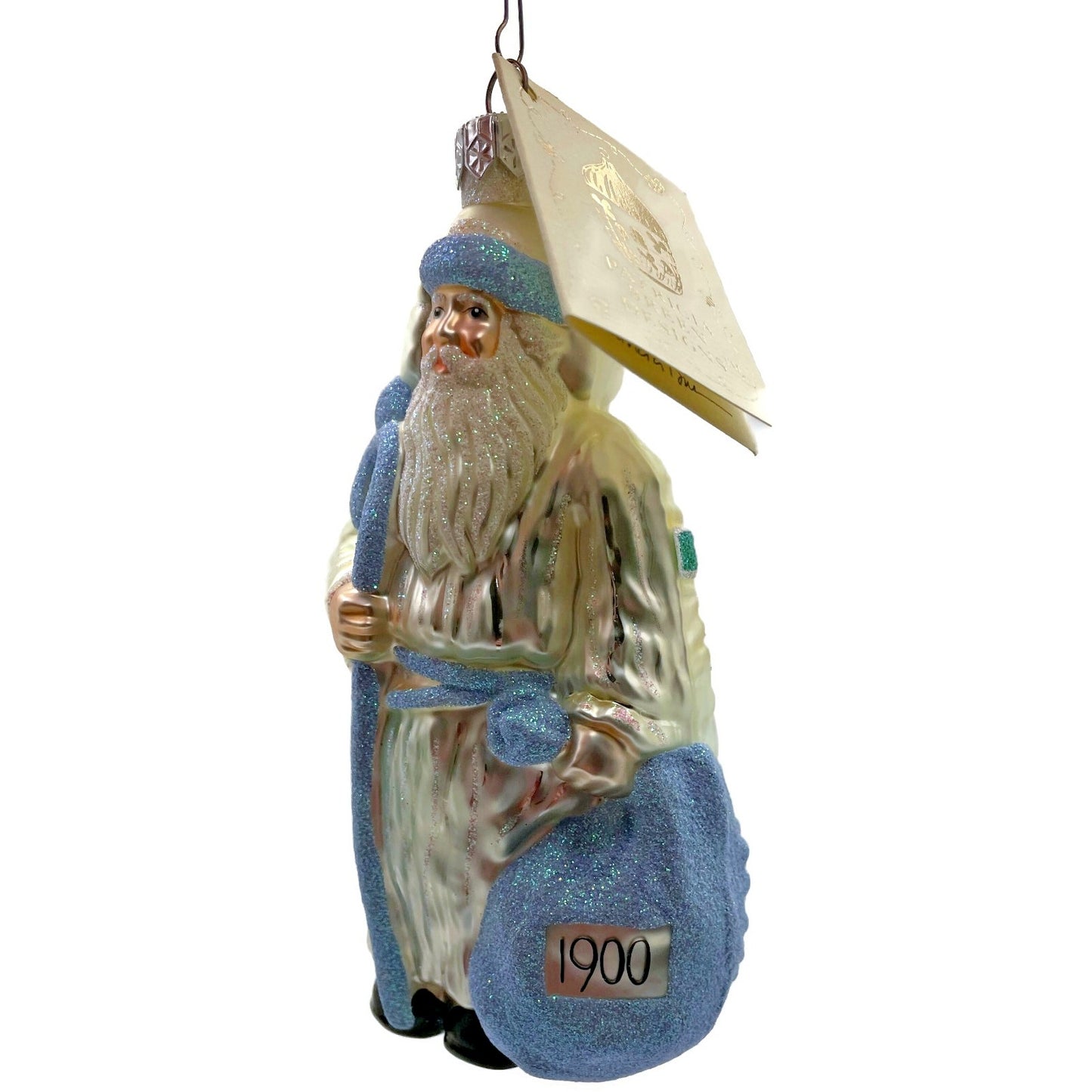 Patricia Breen Millennium Santa Claus Pearl Blue Two Sided Christmas Ornament