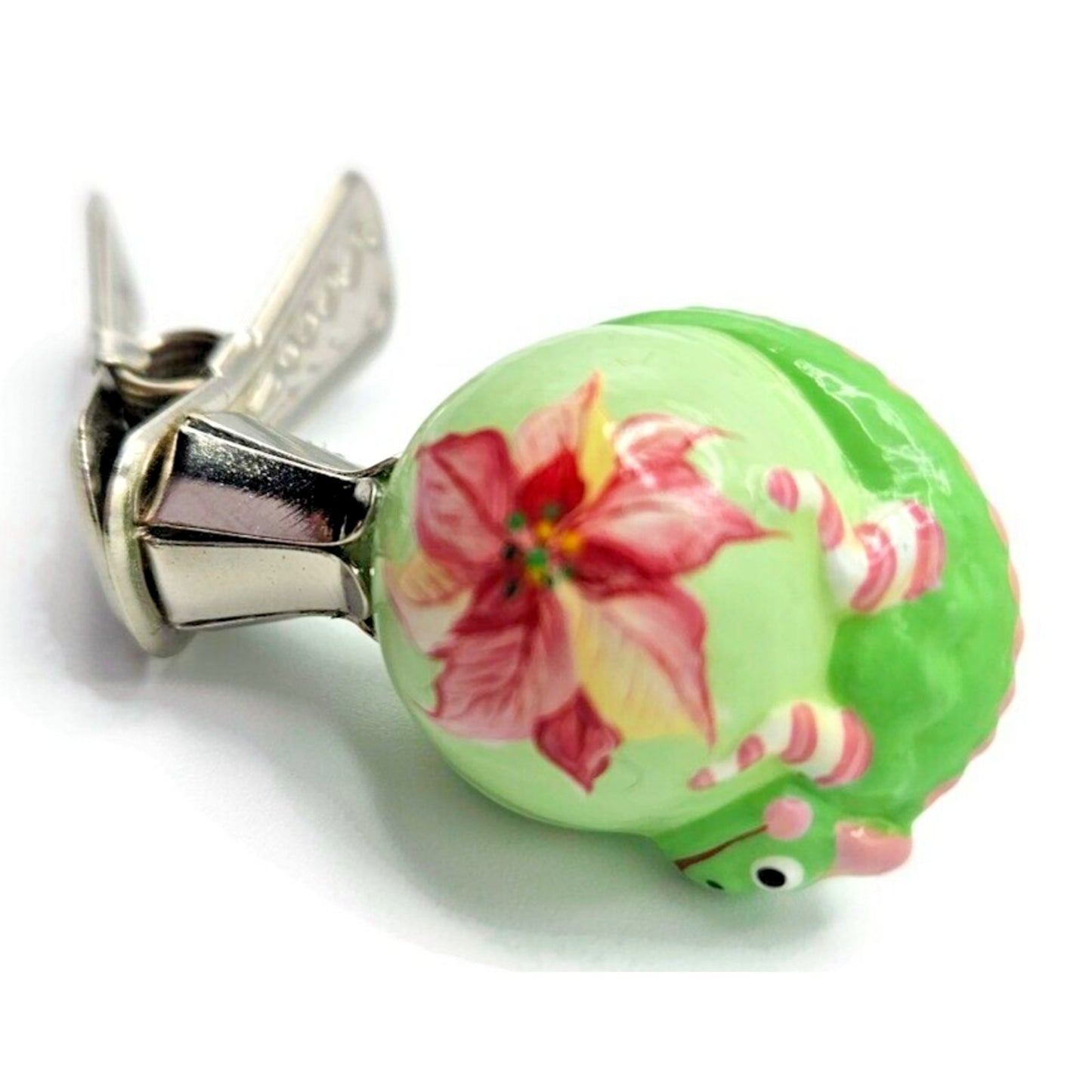 Patricia Breen Petite Miniature Chameleon Poinsettia Christmas Clip on Ornament