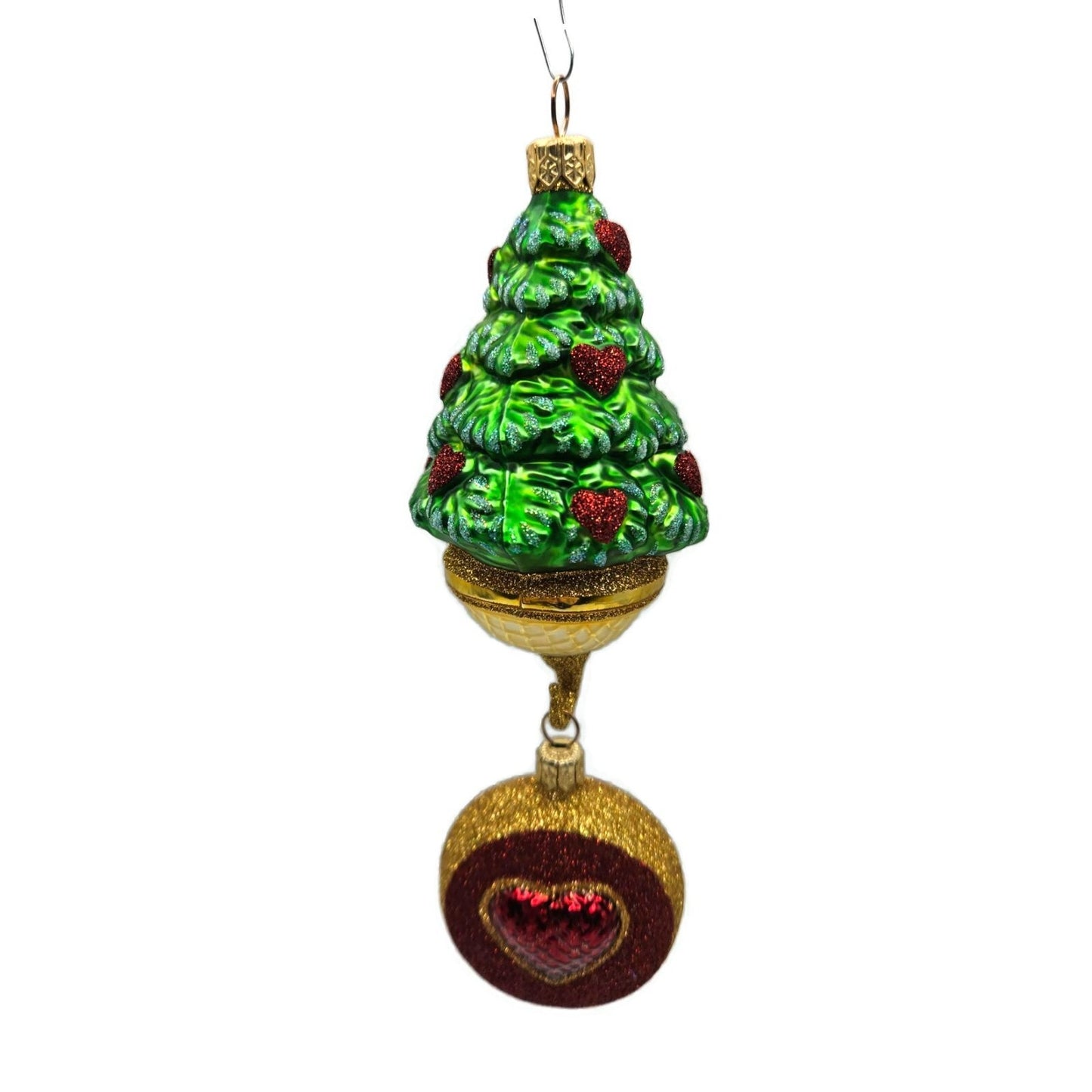 Patricia Breen Five Golden Rings Red Glittered Medallion Christmas Tree Ornament