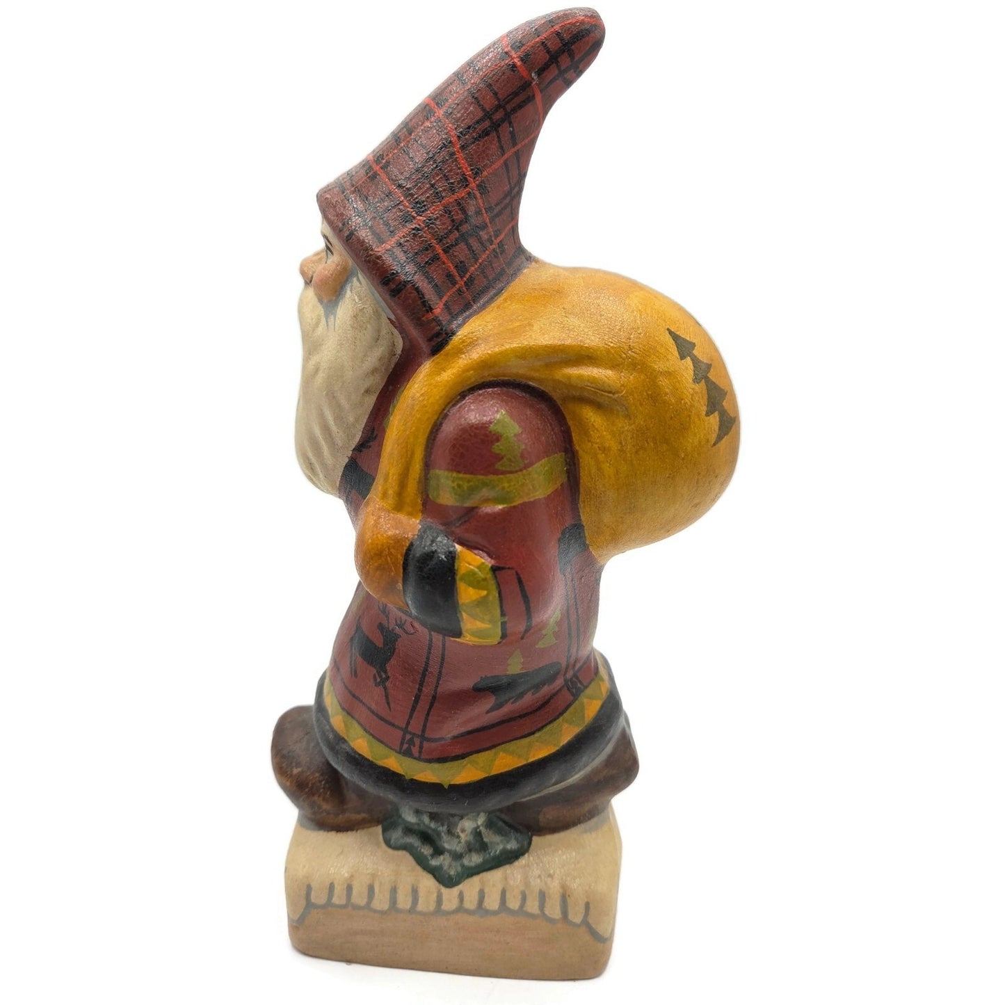 Vaillancourt Father Christmas with Wildlife Coat Chalkware Christmas Figurine