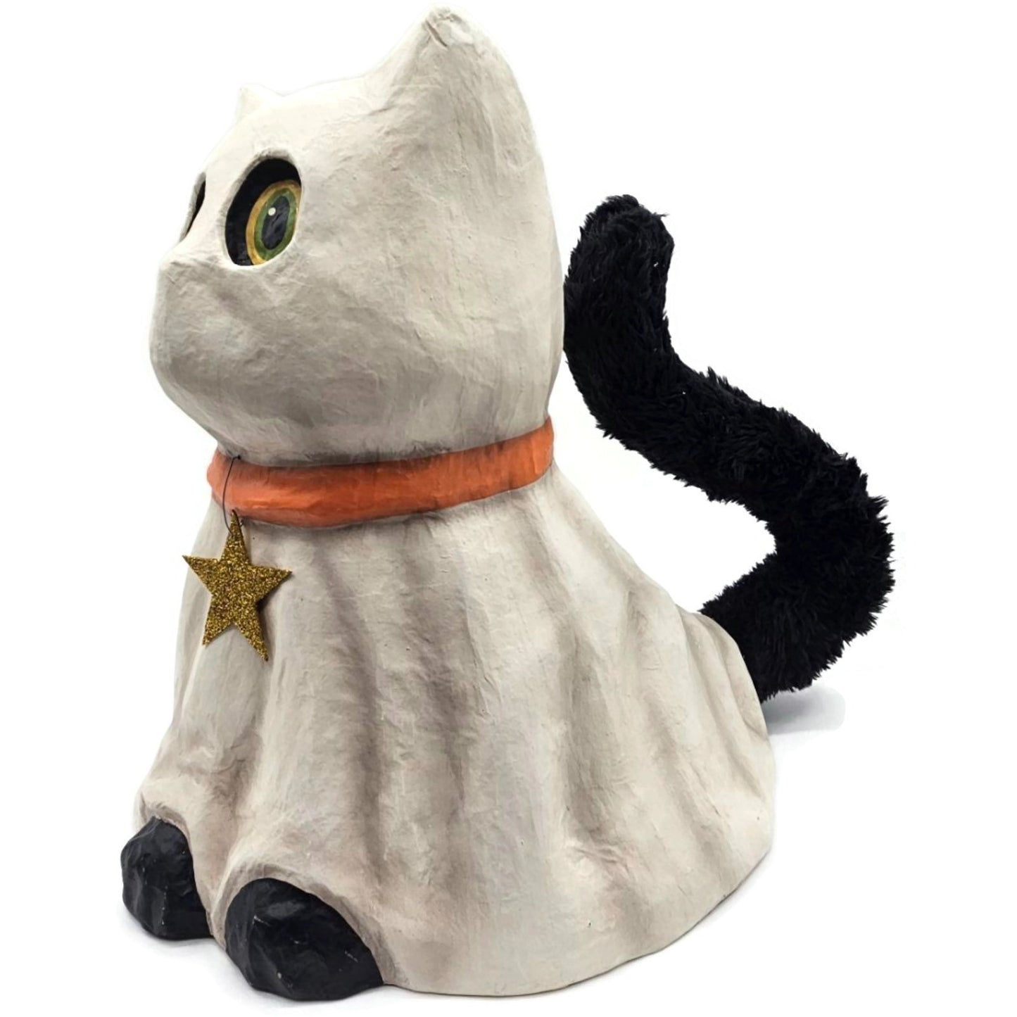 Bethany Lowe Casper Ghost Cat Friendly Spooky Star Paper Mache Halloween Decor
