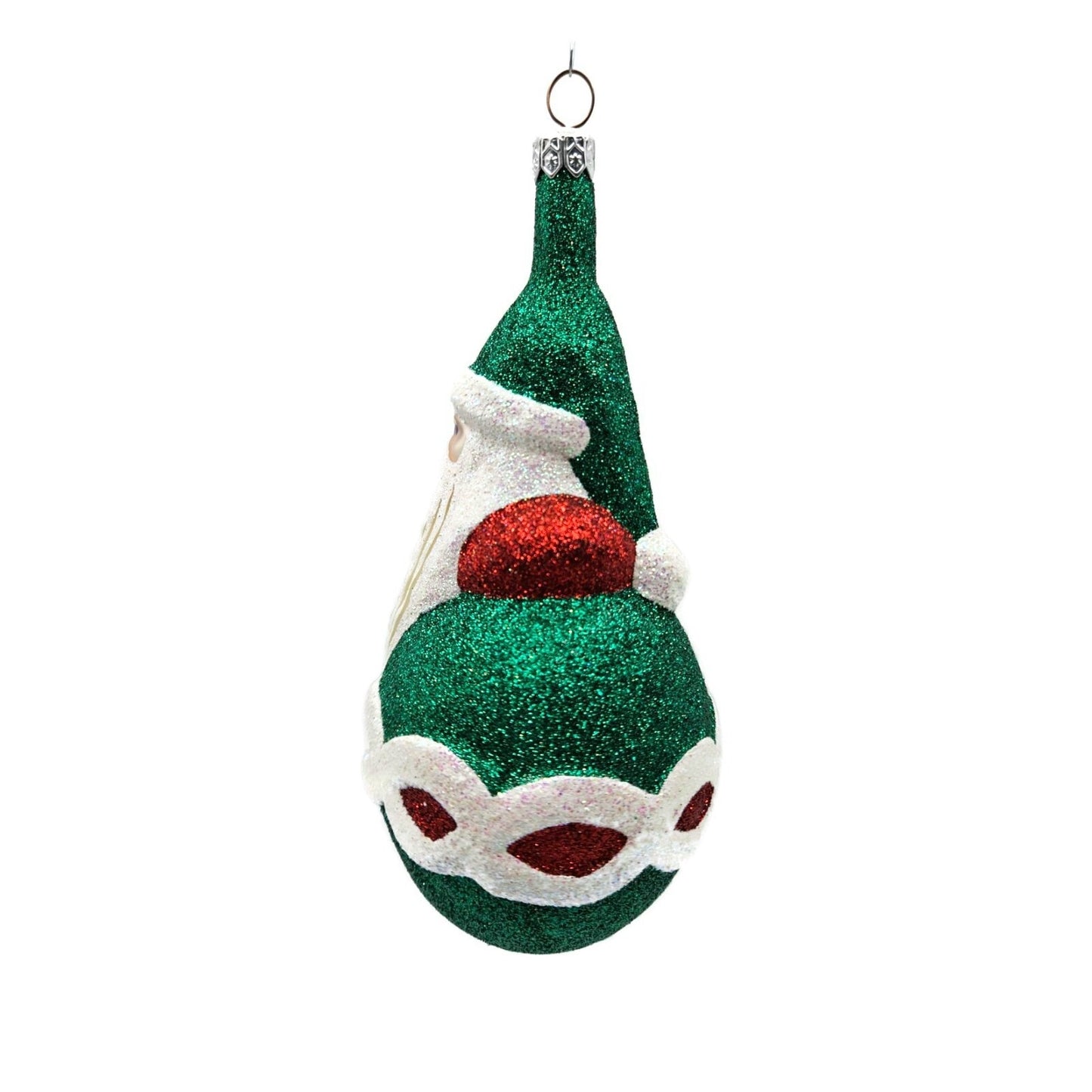 Ornament Patricia Breen Faberge Santa Green Red Glittered Christmas Tree Decor