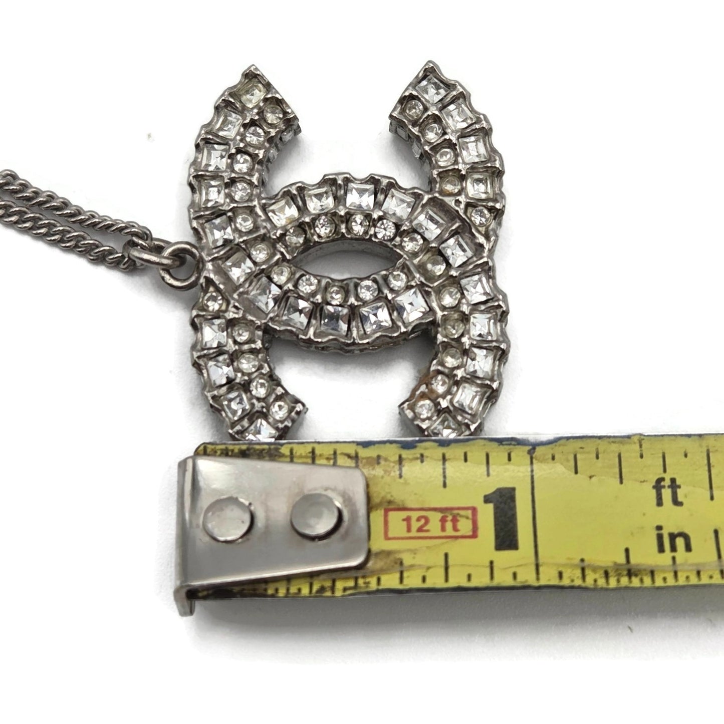 Chanel Crystal CC Logo Pendant Necklace Chanel France Vintage Fashion Jewelry