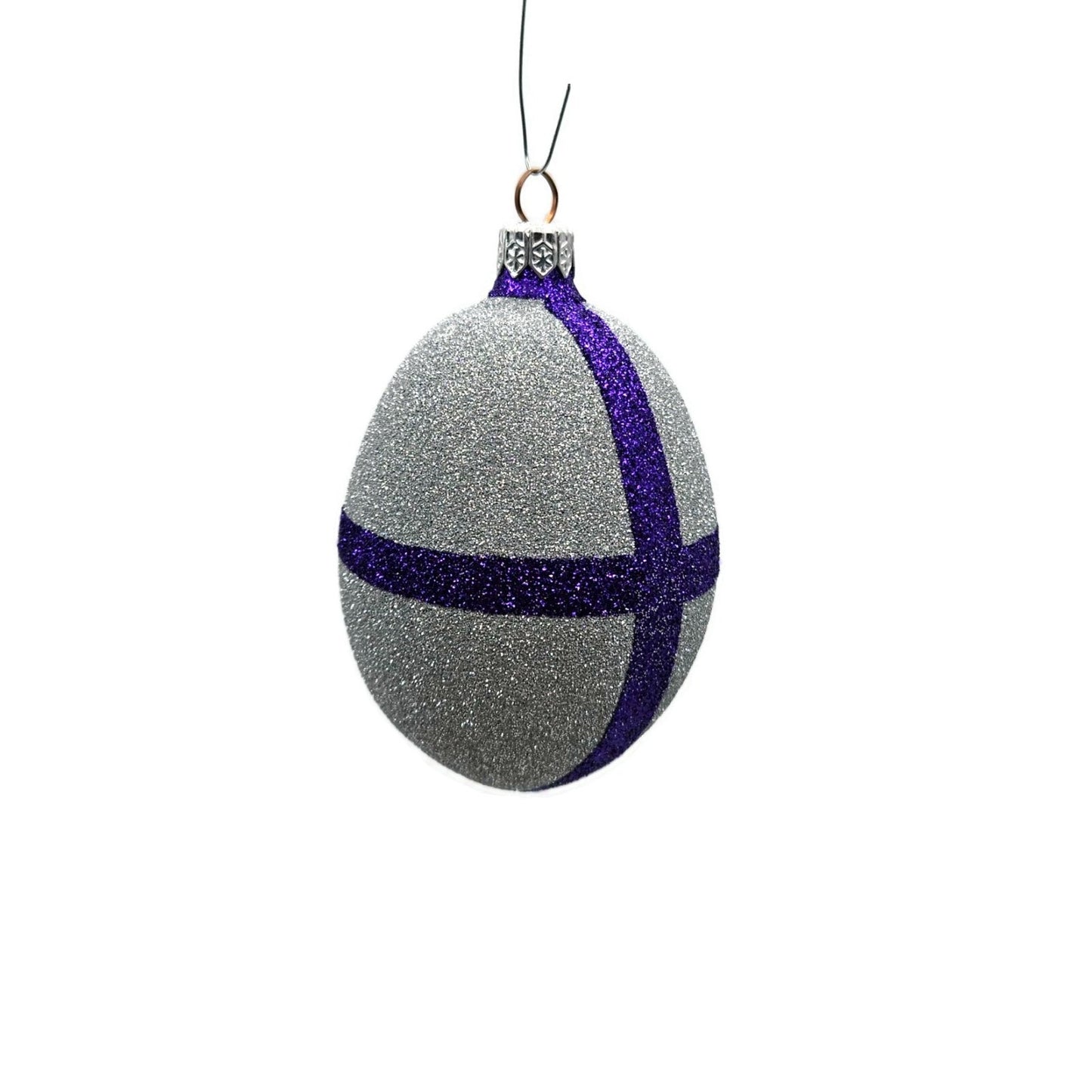 Patricia Breen Eggs Set of 3 Purple Blue Silver Easter Christmas Tree Ornament