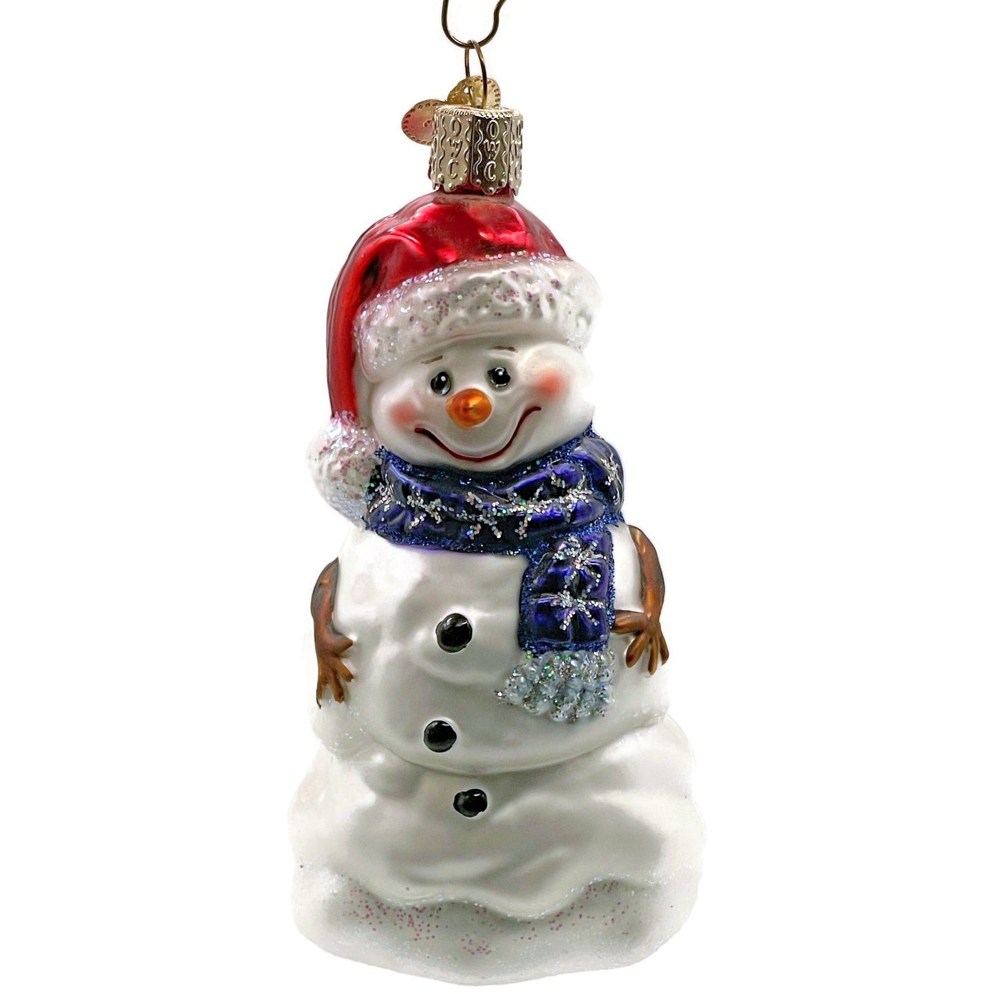 Happy Snowman Red Hat Blue Scarf Winter Old World Christmas Tree Ornament OWC