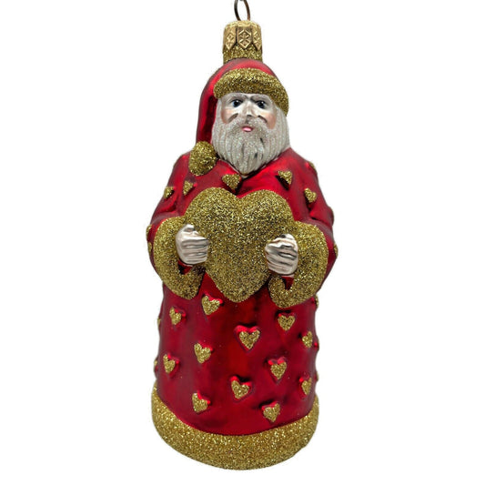 Ornament Patricia Breen I Love You Santa Red Gold Hearts Valentines Christmas