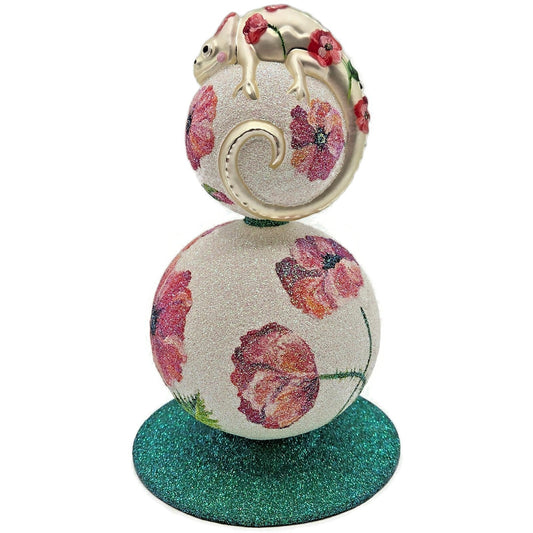 Patricia Breen Chameleon Cake Tree Topper Poppies Flowers Spring Glittered OOAK
