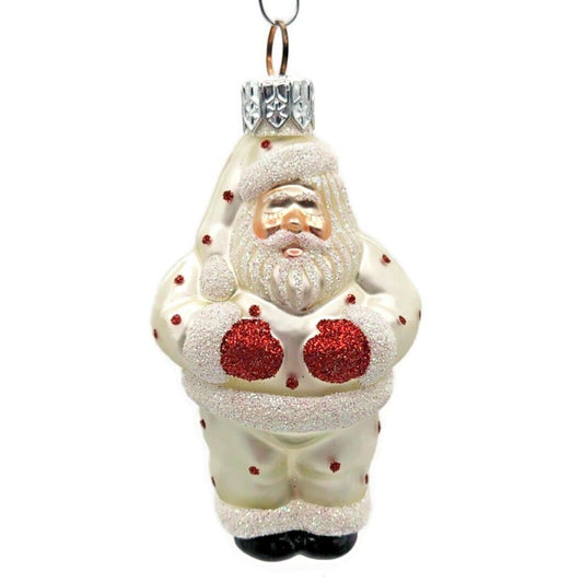 Patricia Breen Miniature Ho Ho Ho Pearl Red Dots Santa Christmas Tree Ornament