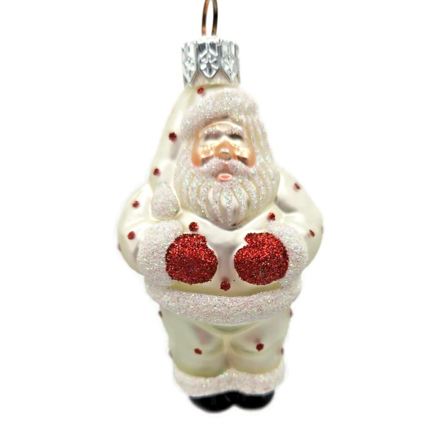 Patricia Breen Miniature Ho Ho Ho Pearl Red Dots Santa Christmas Tree Ornament