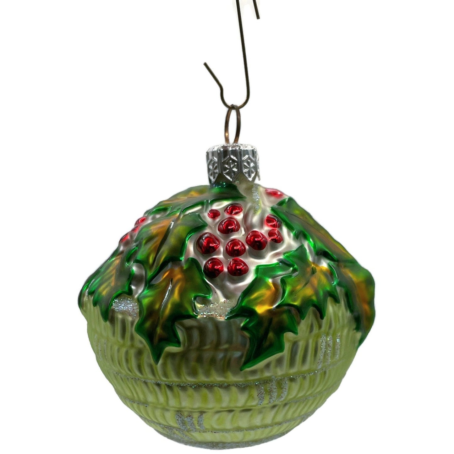 Patricia Breen Holly Basket Green Light Christmas Holiday Tree Ornament