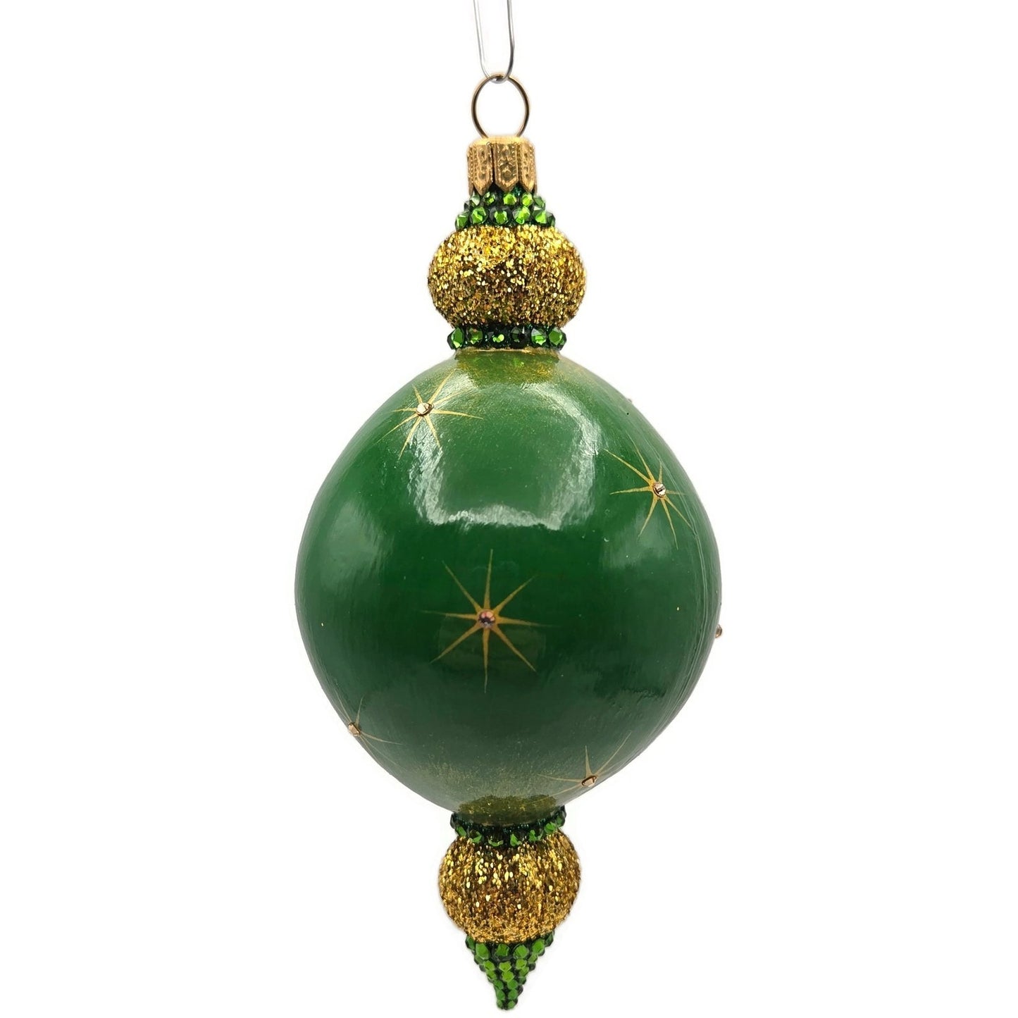 Patricia Breen Le Fleuron Pine Chameleon Green Gold Stars Christmas Ornament